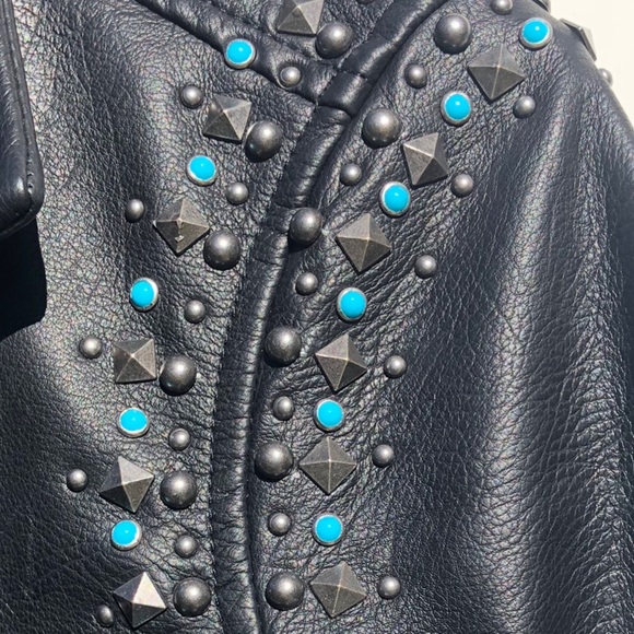 BLANK NYC Black Turquoise Studded Moto Jacket  NWT - Picture 4 of 8